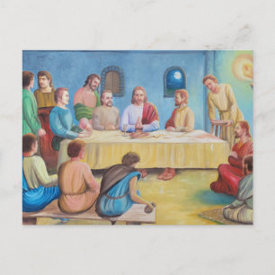 Postal La Última Cena: Jesús y los Discípulos
