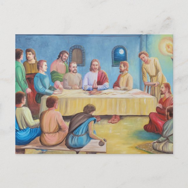 Postal La Última Cena: Jesús y los Discípulos (Anverso)
