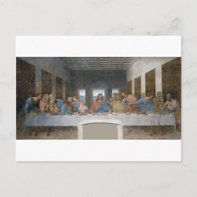 Postal La última cena, Leonardo da Vinci, 1495-1498 (Anverso)
