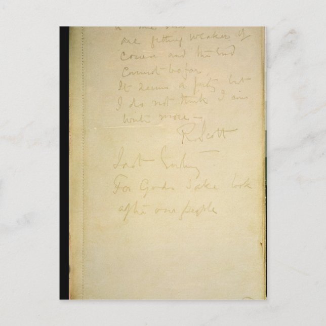 Postal La última página de su diario, la Antártida (Anverso)