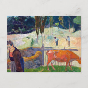 Postal La vaca roja de Paul Gauguin