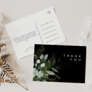 Postal La vegetación y la hoja de oro Boda negro gracias