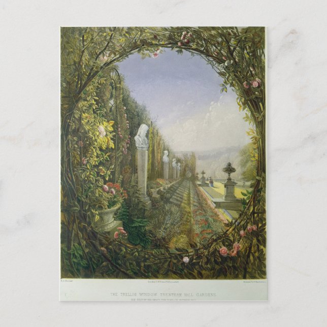 Postal La ventana de Trellis, los jardines Trentham Hall (Anverso)