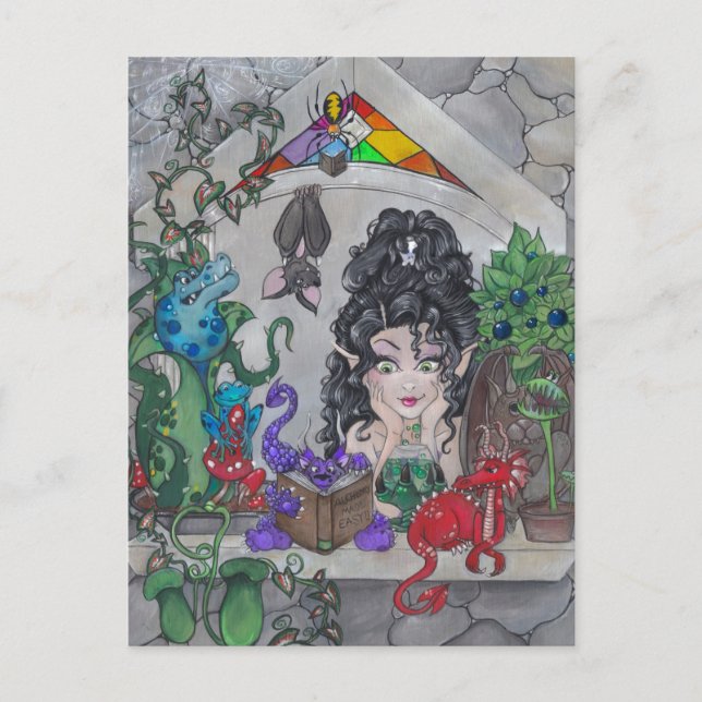 Postal "La ventana gótica" (Anverso)