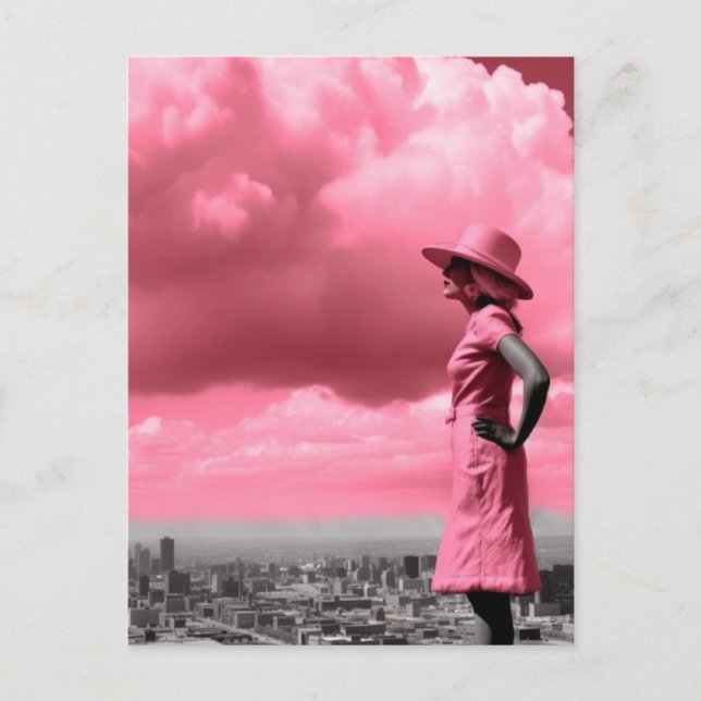 Postal La ventilado en rosa con la ciudad de las nubes ro (Anverso)