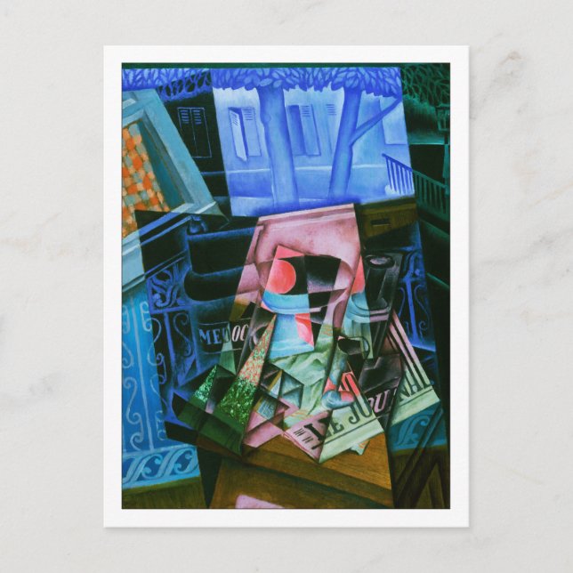 Postal La vida antes de una ventana abierta por Juan Gris (Anverso)