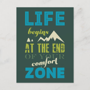 Postal La vida comienza con la tipografía de citas Inspir