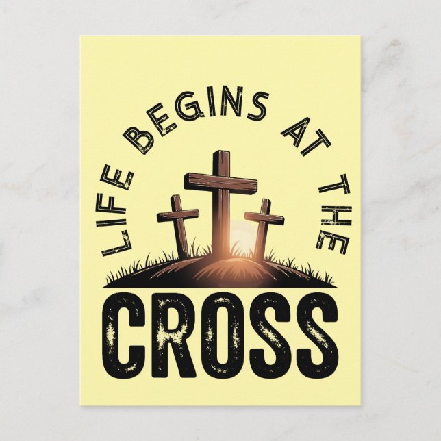 Postal La vida comienza en la cruz (Anverso)