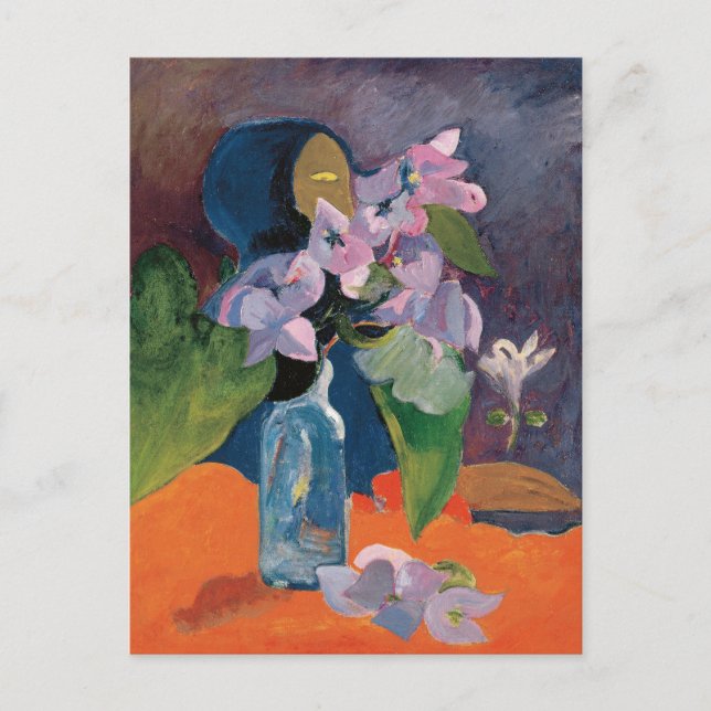 Postal La vida con flores e ídolo | Paul Gauguin (Anverso)