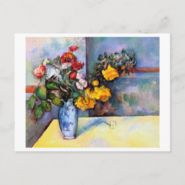 Postal La vida con flores en una caja, Paul Cezanne (Anverso)