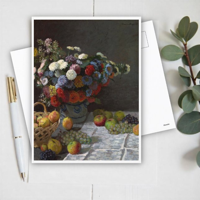 Postal La vida con flores y fruta de Claude Monet (Subido por el creador)