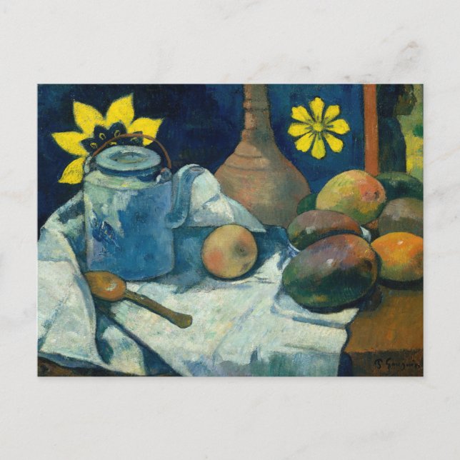 Postal La vida con la tetera y la fruta | Paul Gauguin (Anverso)