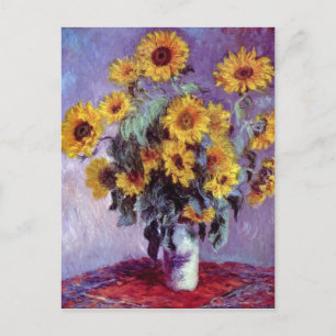 Postal La vida con los girasoles de Claude Monet