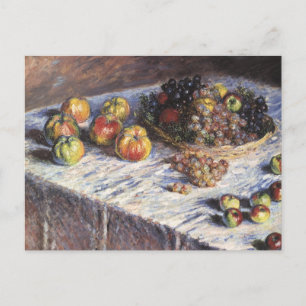 Postal La vida con manzanas y uvas de Claude Monet