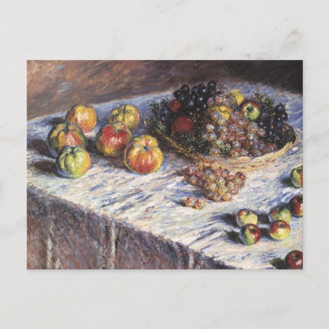 Postal La vida con manzanas y uvas de Claude Monet (Anverso)