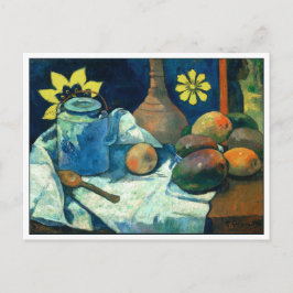 Postal La vida con tetera y fruta de Gauguin