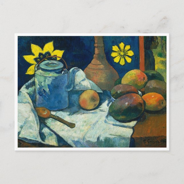 Postal La vida con tetera y fruta, Paul Gauguin (Anverso)