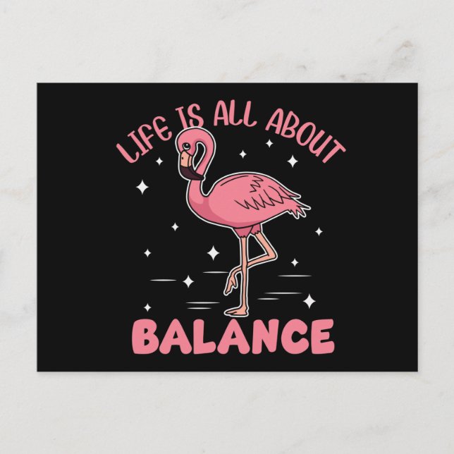 Postal La Vida De Flamingo Se Trata De Equilibrio (Anverso)