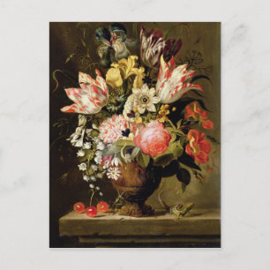 Postal La vida de las flores en una bolsa con un lagarto