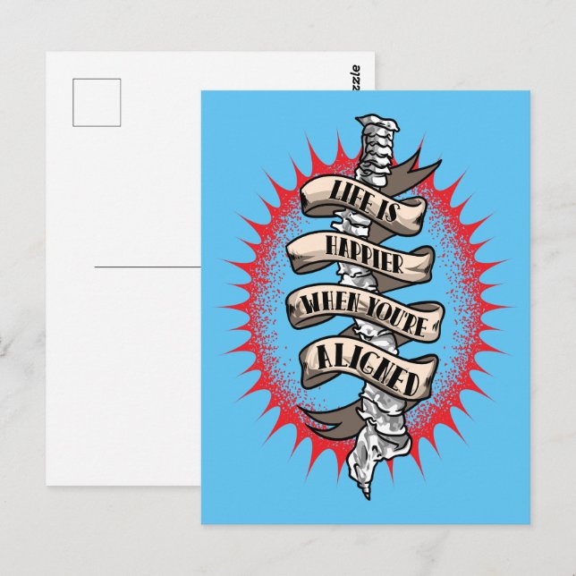 Postal La vida de quiropráctico es más feliz cuando estás (Anverso / Reverso)