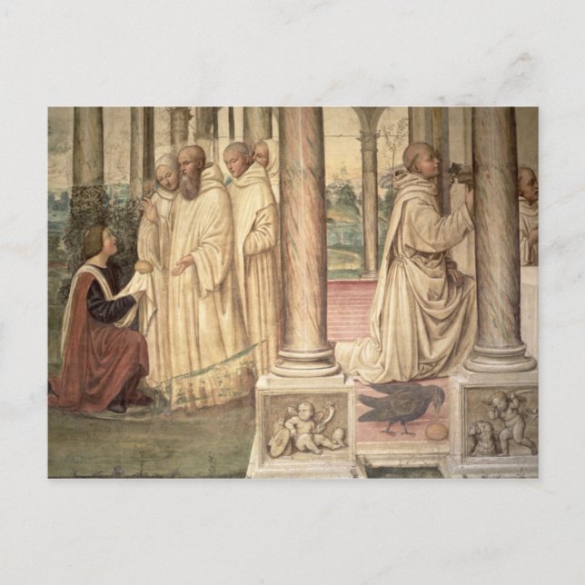 Postal La vida de San Benedicto (fresco) (detalle) 2 (Anverso)