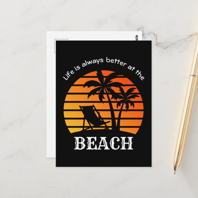 Postal La vida de vacaciones de verano es siempre mejor e (Anverso/Reverso In Situ)