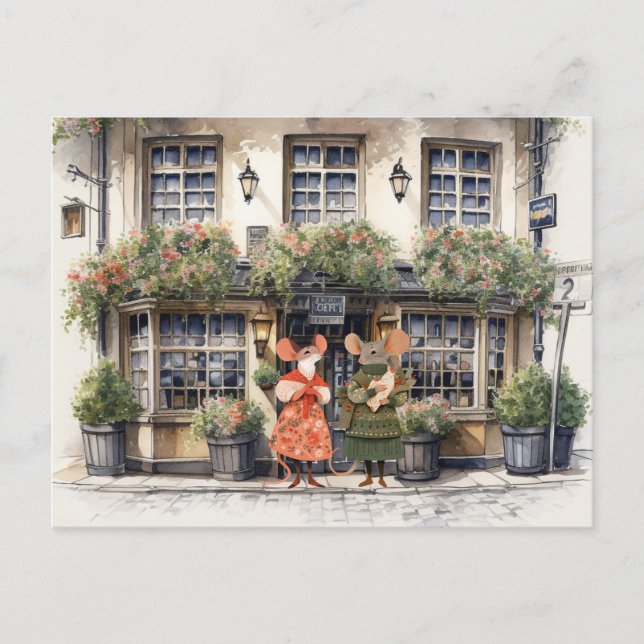 Postal La vida en la ciudad de los ratones - Los comercio (Anverso)