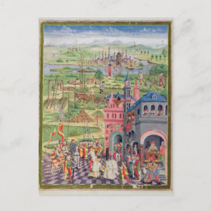 Postal La vida en la ciudad y la vida en el campo