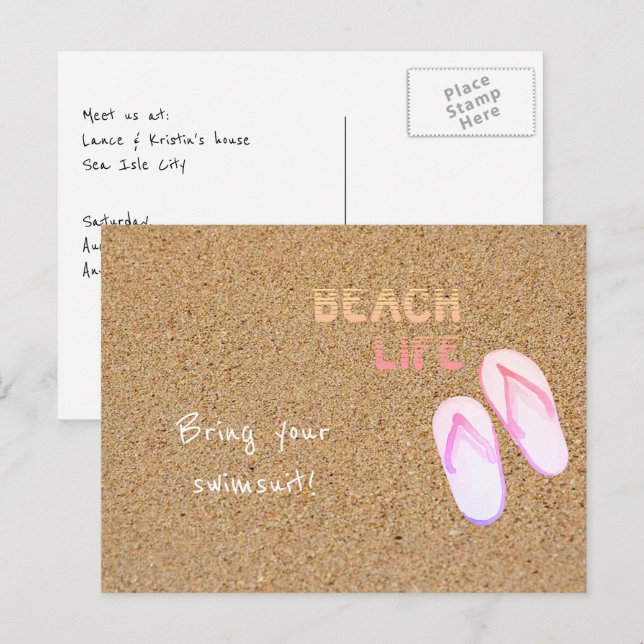 Postal La vida en la playa gira en el Personalizable de a (Anverso / Reverso)