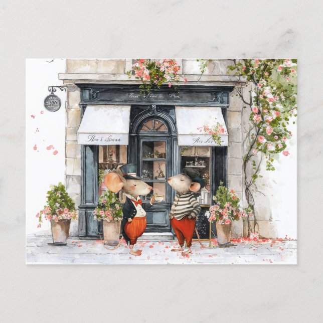 Postal La vida en Mice Town - Charlas de café (Anverso)