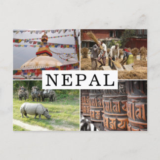 Postal La vida en Nepal: collage de fotos turísticas