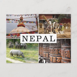 Postal La vida en Nepal: collage de fotos turísticas