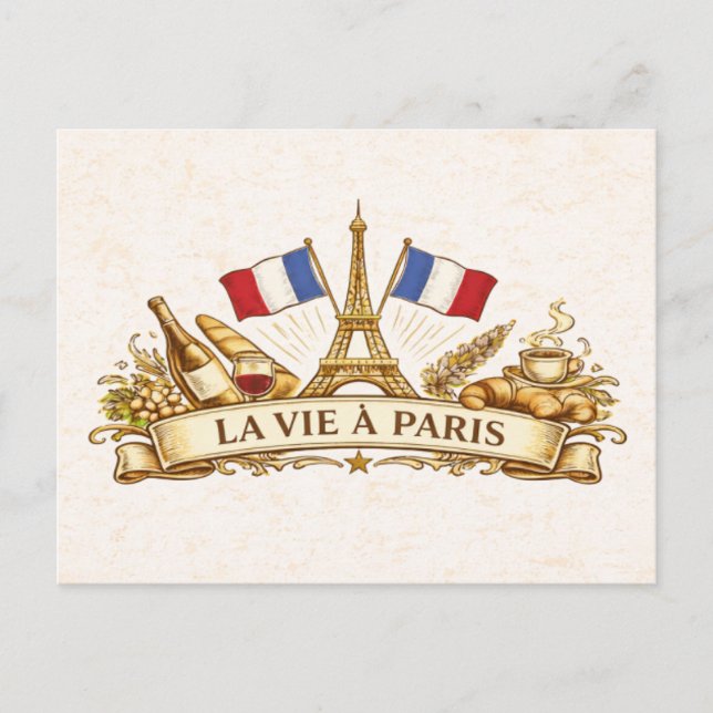 Postal La vida en París (Anverso)