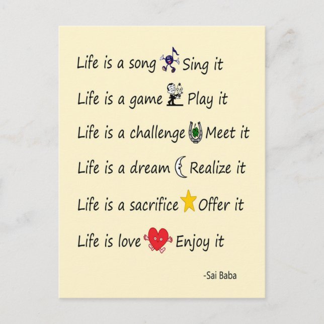 Postal La vida es (Anverso)