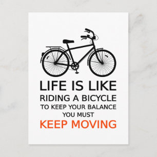 Postal la vida es como andar en bicicleta, el arte de la