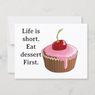 Postal La vida es corta, el postre primero