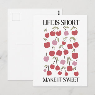 Postal La vida es corta, haz que sea dulce cita Boho Flor