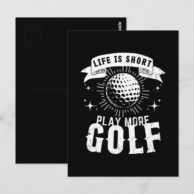 Postal La vida es corta. Juega más golf (Anverso / Reverso)