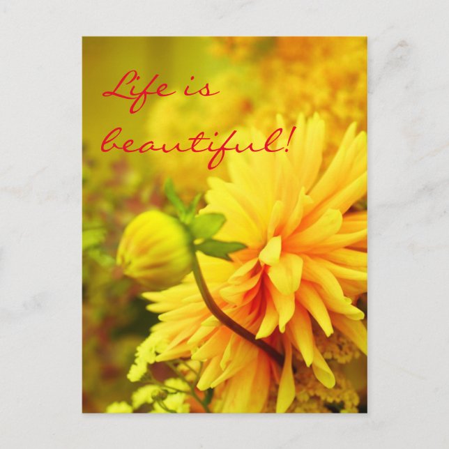 Postal La vida es hermosa | Dahlias doradas (Anverso)