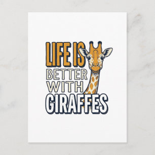 Postal La vida es mejor con jirafas diseño de camiseta vi