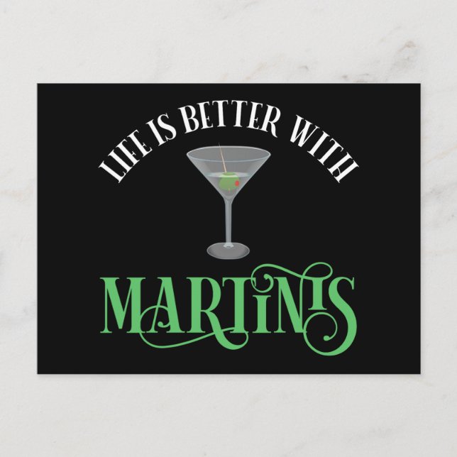 Postal La vida es mejor con Martinis (Anverso)