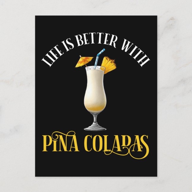 Postal La vida es mejor con Piñas Coladas (Anverso)