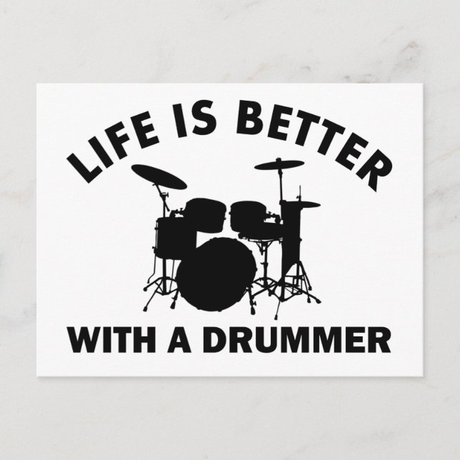 Postal La vida es mejor con un baterista (Anverso)