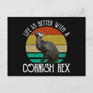 Postal La vida es mejor con un Cornish Rex
