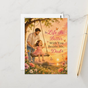 Postal La vida es mejor contigo a mi lado Papá Día del Pa