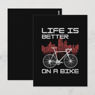 Postal La vida es mejor en bicicleta