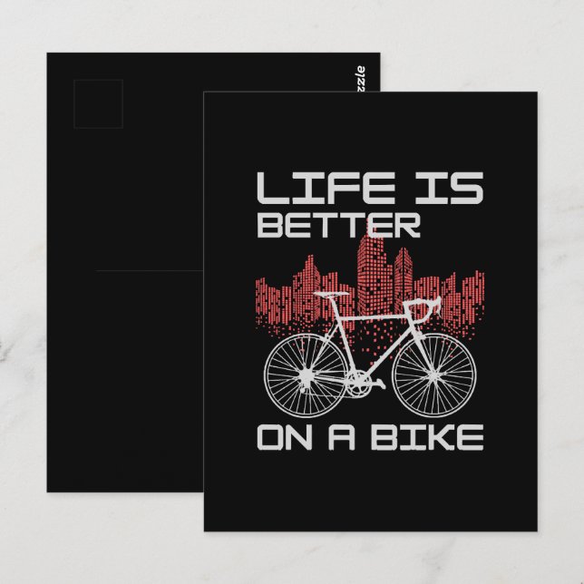 Postal La vida es mejor en bicicleta (Anverso / Reverso)