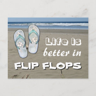 Postal La vida es mejor en Flip Flops