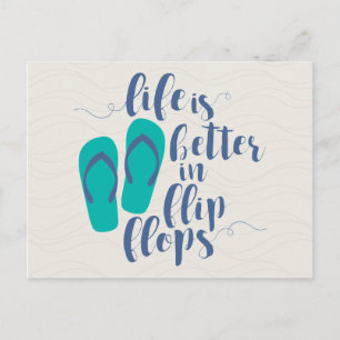 Postal La vida es mejor en Flip Flops