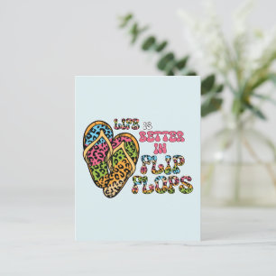 Postal La vida es mejor en Flip Flops- Summer Vibes